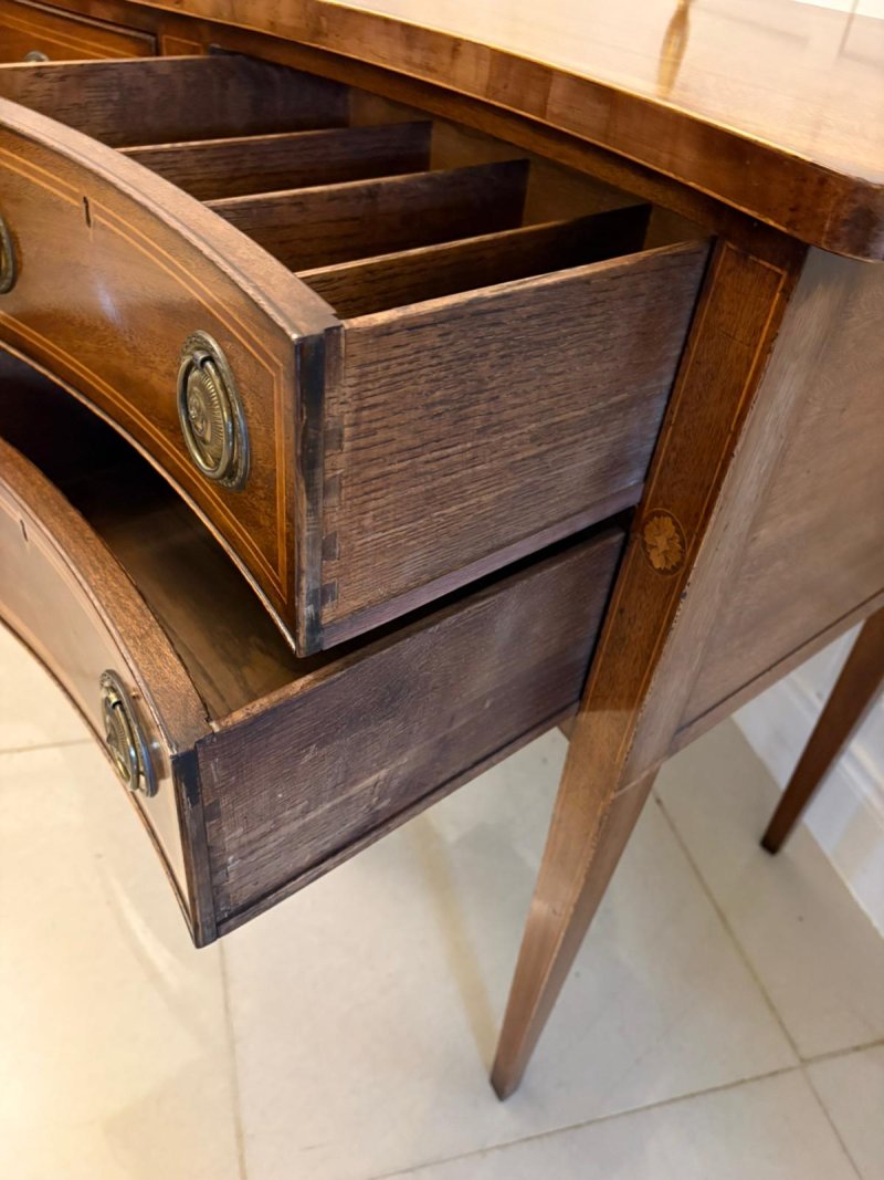 Antique Edwardian Figured Mahogany Serpentine Sideboard - Image 9